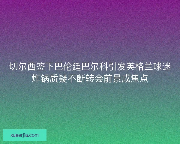 切尔西签下巴伦廷巴尔科引发英格兰球迷炸锅质疑不断转会前景成焦点